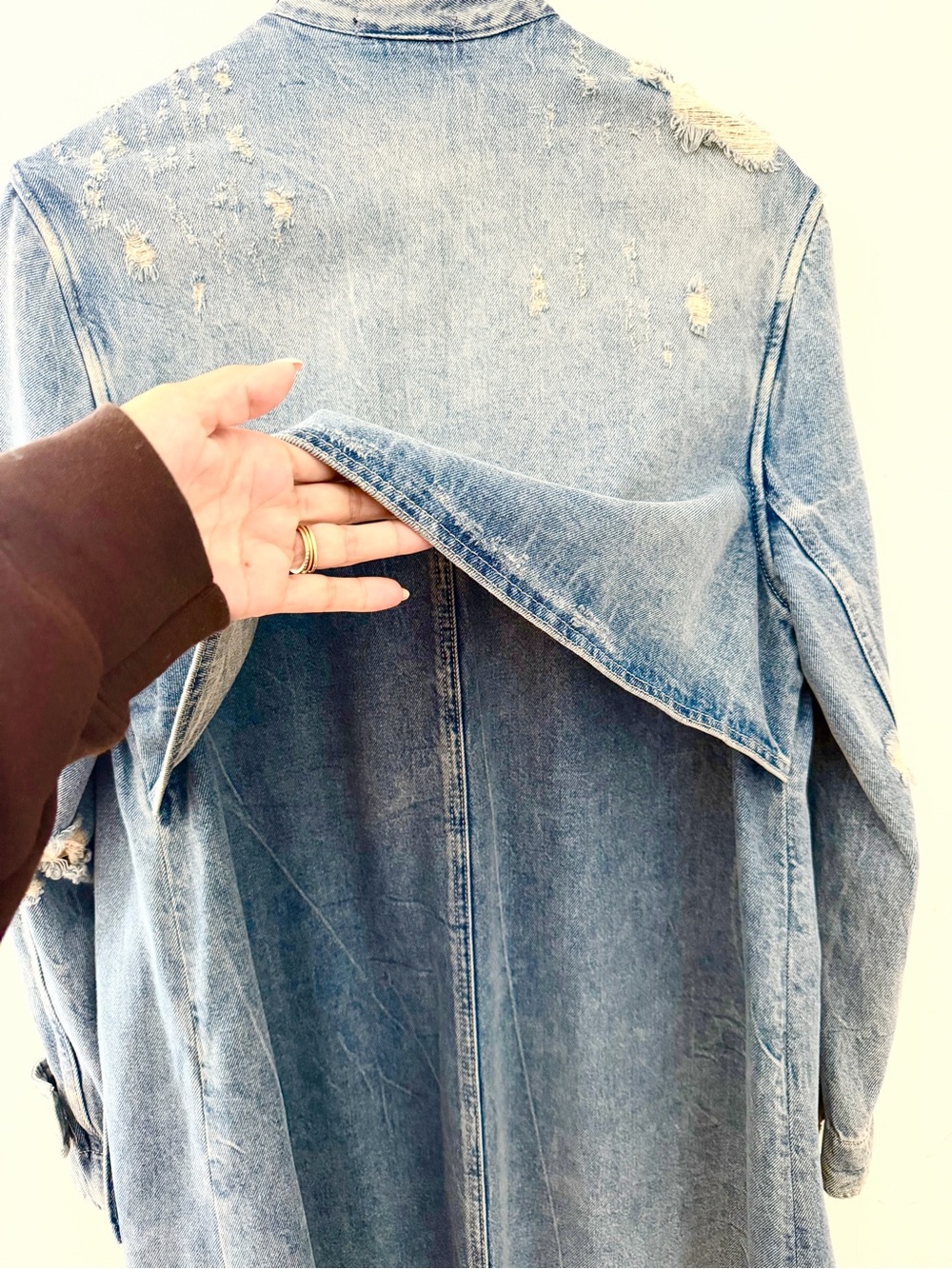 ALEXANDER WANG Distressed Blue Denim Trench Coat S - Picture 5 of 8